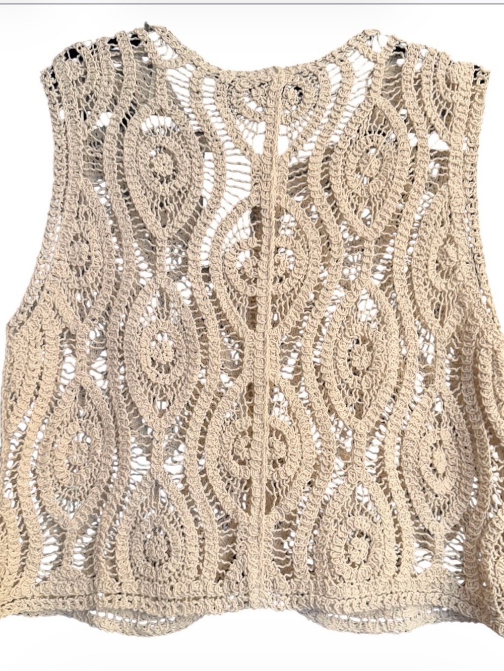 Liv Los Angeles Crochet Button-Front Sleeveless Vest- Cream Size Large NWT - Picture 2 of 4